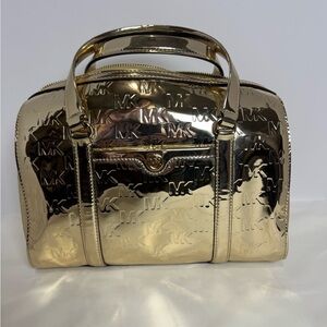 NWT ~ Michael Kors Travel Medium Duffle Satchel Crossbody Pale Gold